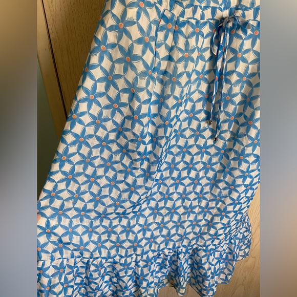 Lilly Pulitzer Dexter Dress Blue Starfruit Ruffle Halter Silk Blend Size 14 Read - Picture 5 of 15